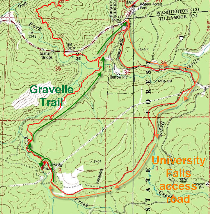 Tillamook State Forest Trail Map University Falls & Gravelle Brothers Trail | Forest Hiker